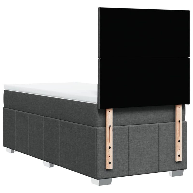 vidaXL sötétszürke szövet rugós ágy matraccal 100 x 200 cm