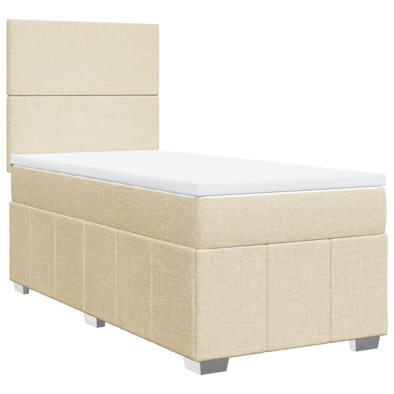 vidaXL krémszínű szövet rugós ágy matraccal 100 x 200 cm