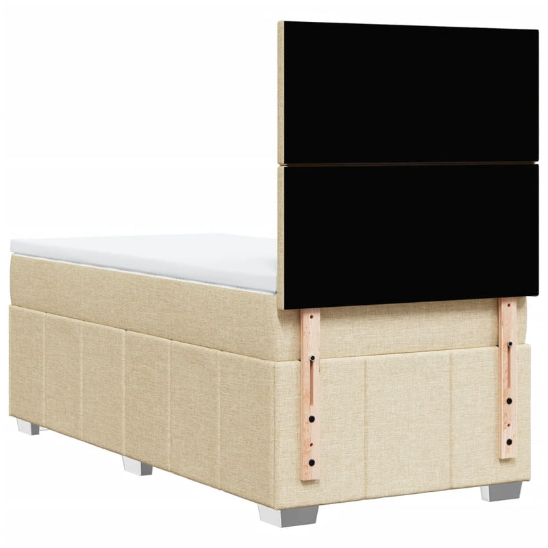vidaXL krémszínű szövet rugós ágy matraccal 100 x 200 cm