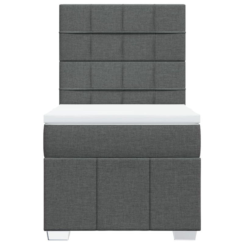 vidaXL sötétszürke szövet rugós ágy matraccal 100 x 200 cm