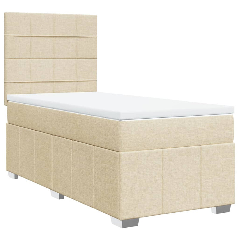 vidaXL krémszínű szövet rugós ágy matraccal 100 x 200 cm