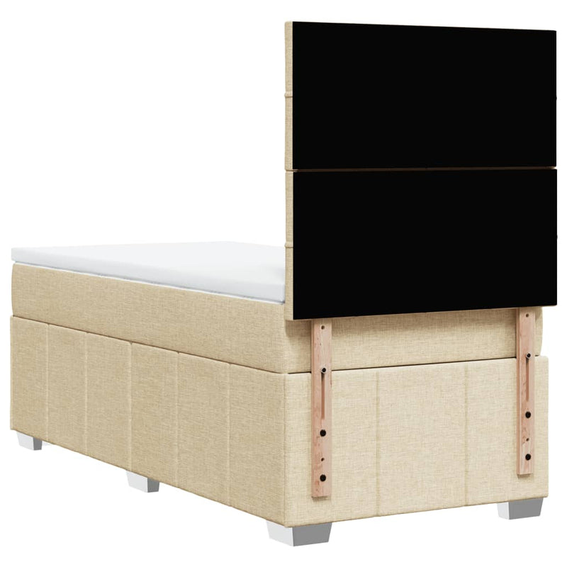vidaXL krémszínű szövet rugós ágy matraccal 100 x 200 cm