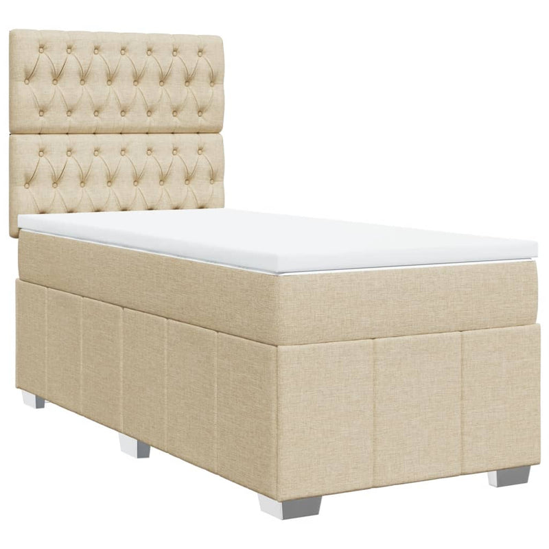 vidaXL krémszínű szövet rugós ágy matraccal 100 x 200 cm