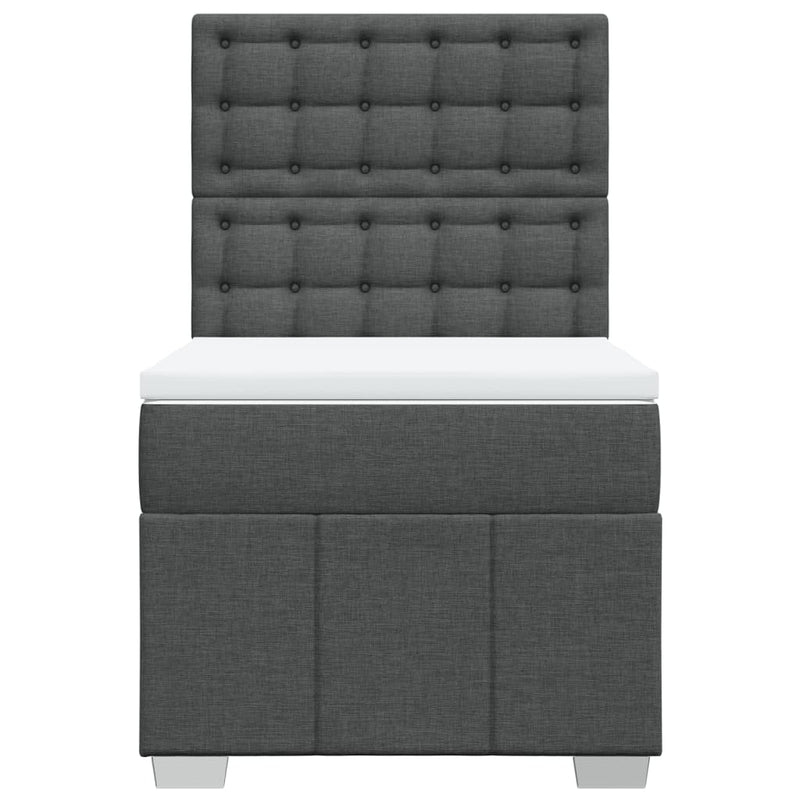 vidaXL sötétszürke szövet rugós ágy matraccal 100 x 200 cm