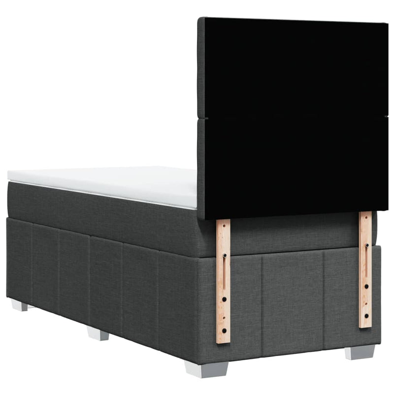 vidaXL sötétszürke szövet rugós ágy matraccal 100 x 200 cm