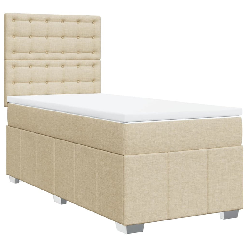 vidaXL krémszínű szövet rugós ágy matraccal 100 x 200 cm