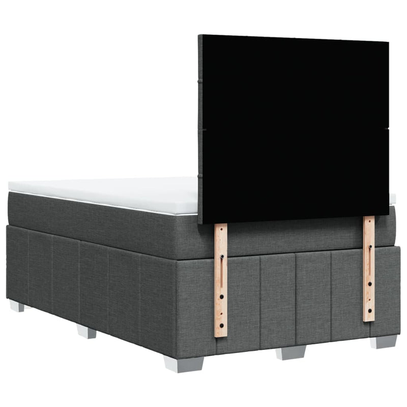 vidaXL sötétszürke szövet rugós ágy matraccal 120 x 190 cm