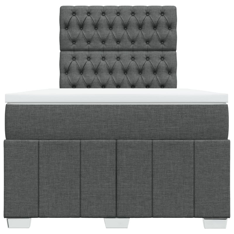 vidaXL sötétszürke szövet rugós ágy matraccal 120 x 190 cm