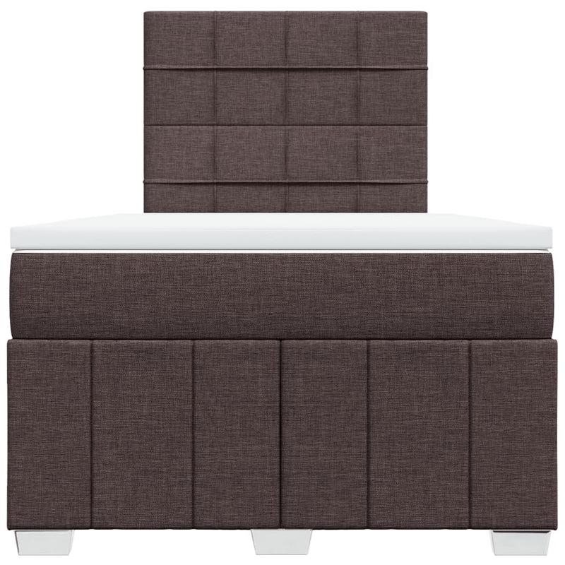 vidaXL sötétbarna szövet rugós ágy matraccal 120 x 200 cm