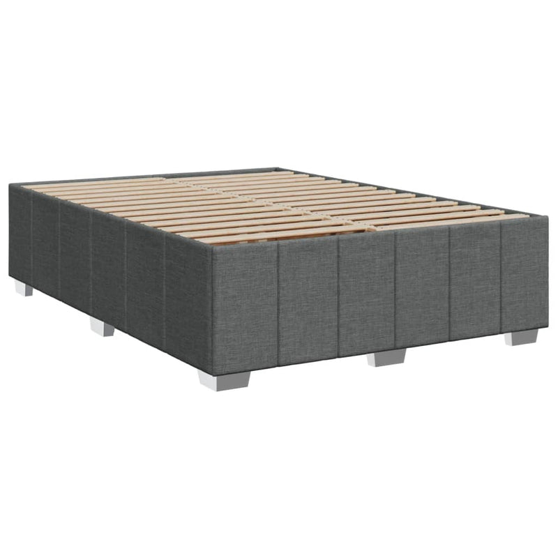 vidaXL sötétszürke szövet rugós ágy matraccal 140 x 190 cm