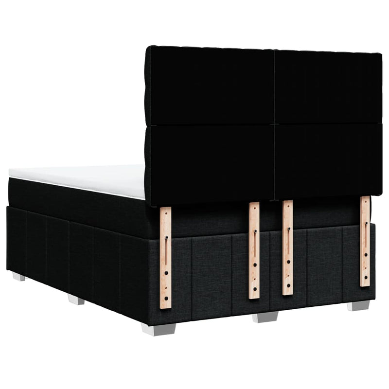 vidaXL fekete szövet rugós ágy matraccal 140 x 190 cm