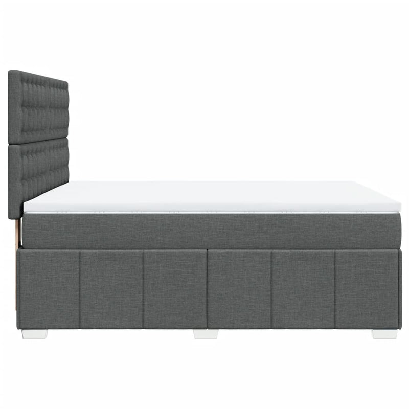 vidaXL sötétszürke szövet rugós ágy matraccal 140 x 190 cm