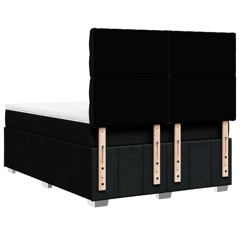 vidaXL fekete szövet rugós ágy matraccal 160x200 cm