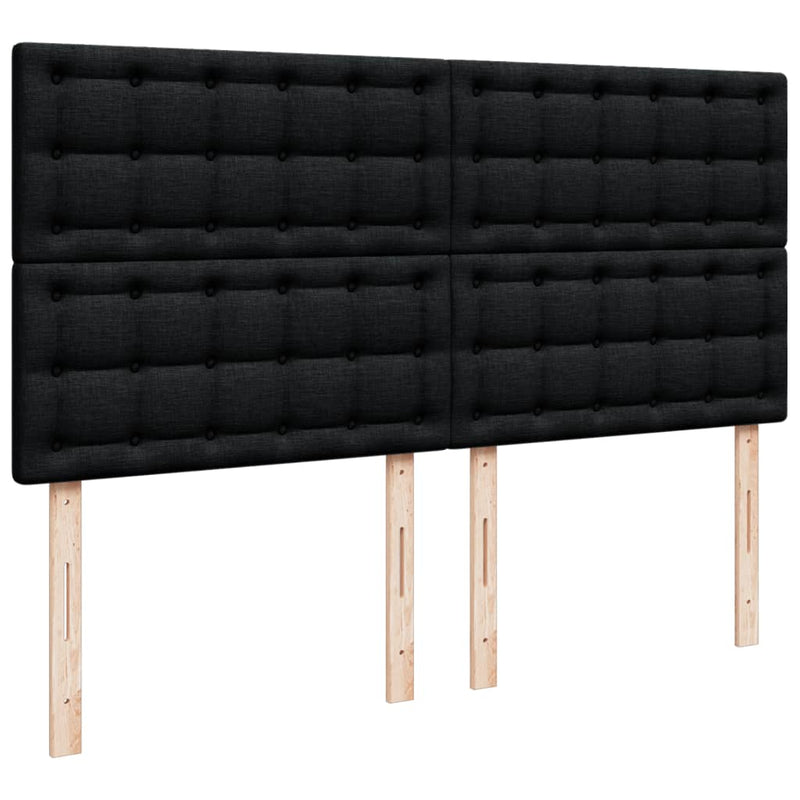 vidaXL fekete szövet rugós ágy matraccal 180 x 200 cm