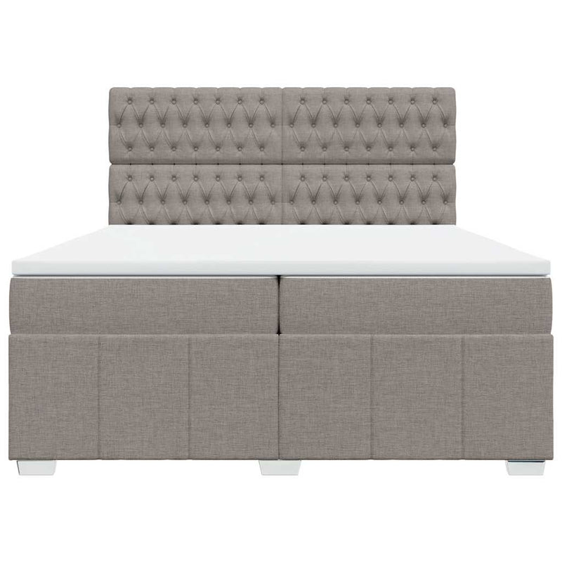 vidaXL tópszínű szövet rugós ágy matraccal 200 x 200 cm