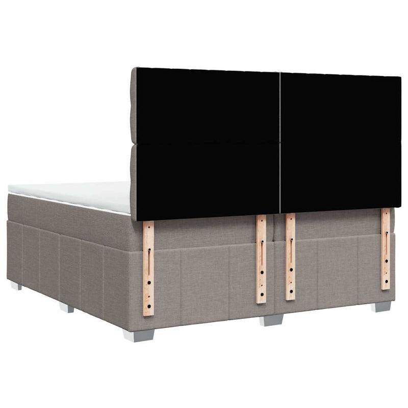 vidaXL tópszínű szövet rugós ágy matraccal 200 x 200 cm