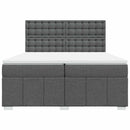 vidaXL sötétszürke szövet rugós ágy matraccal 200 x 200 cm