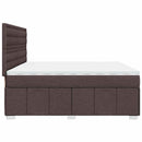 vidaXL sötétbarna szövet rugós ágy matraccal 200 x 200 cm