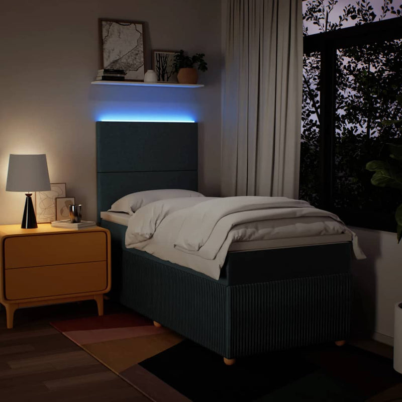 vidaXL kék szövet rugós ágy matraccal 80 x 200 cm