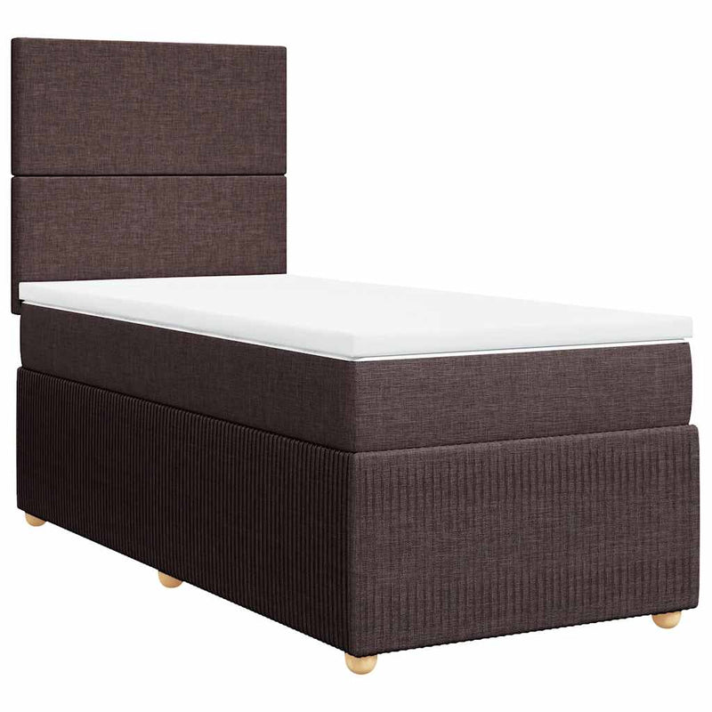 vidaXL sötétbarna szövet rugós ágy matraccal 100 x 200 cm