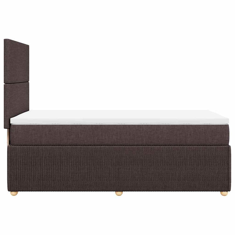 vidaXL sötétbarna szövet rugós ágy matraccal 100 x 200 cm