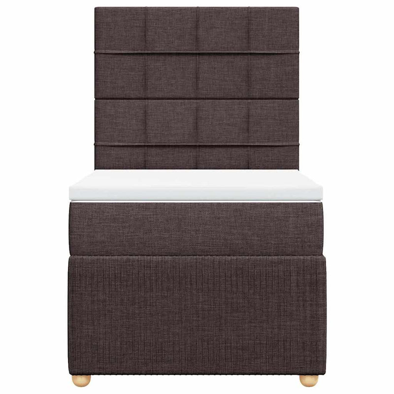 vidaXL sötétbarna szövet rugós ágy matraccal 100 x 200 cm