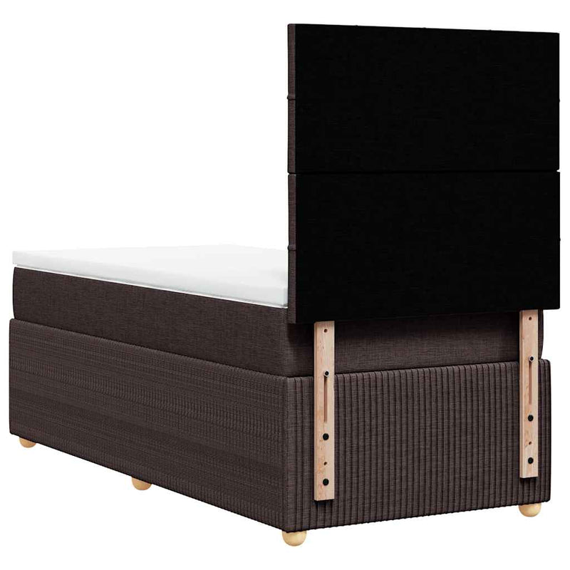 vidaXL sötétbarna szövet rugós ágy matraccal 100 x 200 cm