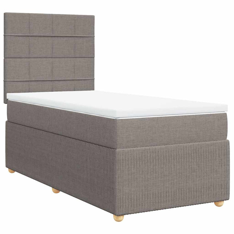 vidaXL tópszínű szövet rugós ágy matraccal 100 x 200 cm