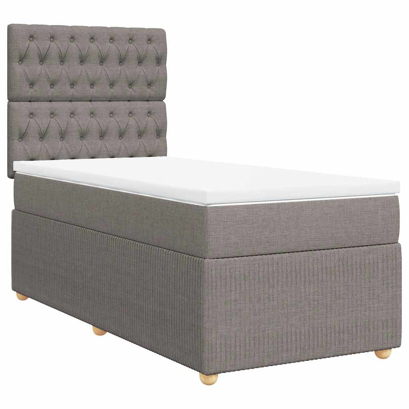vidaXL tópszínű szövet rugós ágy matraccal 100 x 200 cm