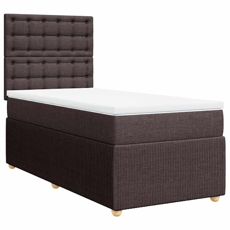vidaXL sötétbarna szövet rugós ágy matraccal 100 x 200 cm