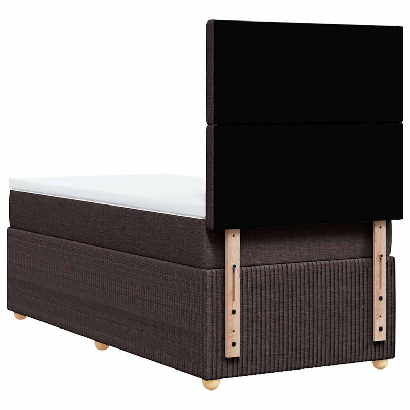vidaXL sötétbarna szövet rugós ágy matraccal 100 x 200 cm