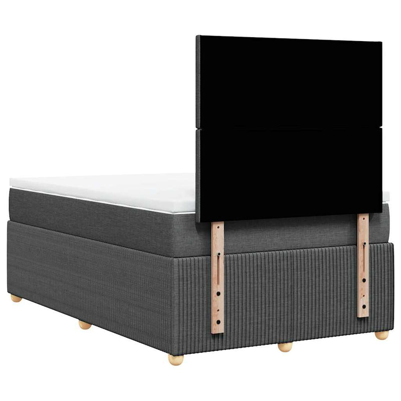 vidaXL sötétszürke szövet rugós ágy matraccal 120 x 190 cm