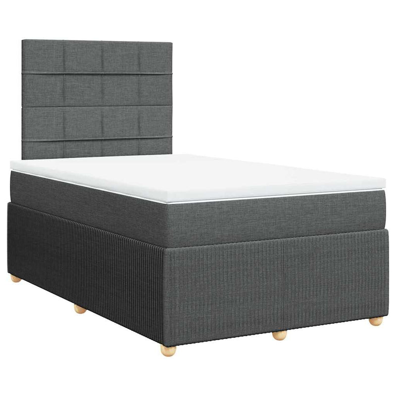 vidaXL sötétszürke szövet rugós ágy matraccal 120 x 190 cm