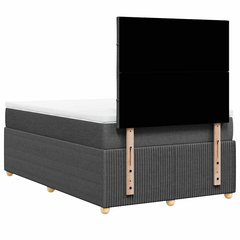 vidaXL sötétszürke szövet rugós ágy matraccal 120 x 190 cm