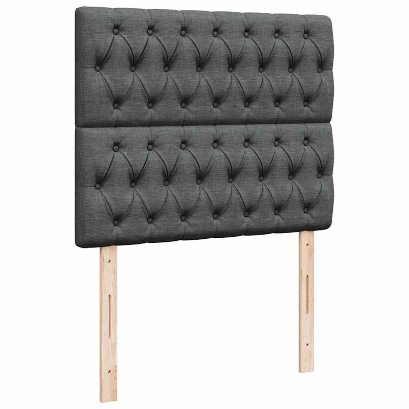 vidaXL sötétszürke szövet rugós ágy matraccal 120 x 190 cm