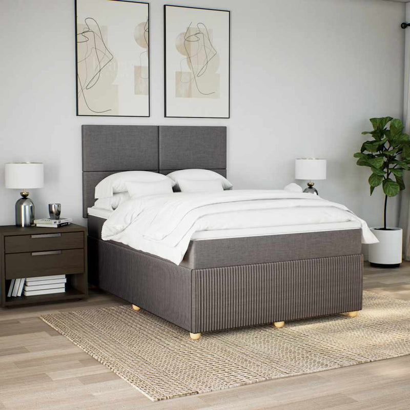 vidaXL tópszínű szövet rugós ágy matraccal 140 x 190 cm