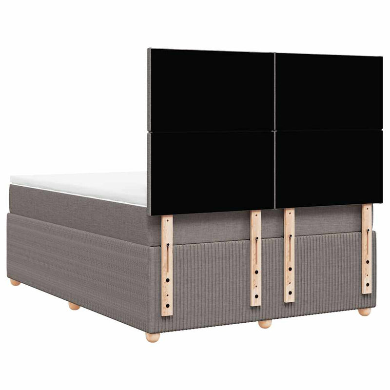 vidaXL tópszínű szövet rugós ágy matraccal 140 x 190 cm