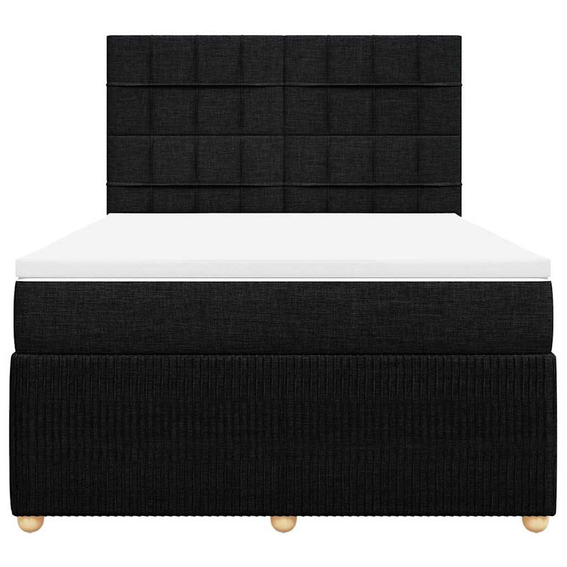 vidaXL fekete szövet rugós ágy matraccal 140 x 190 cm