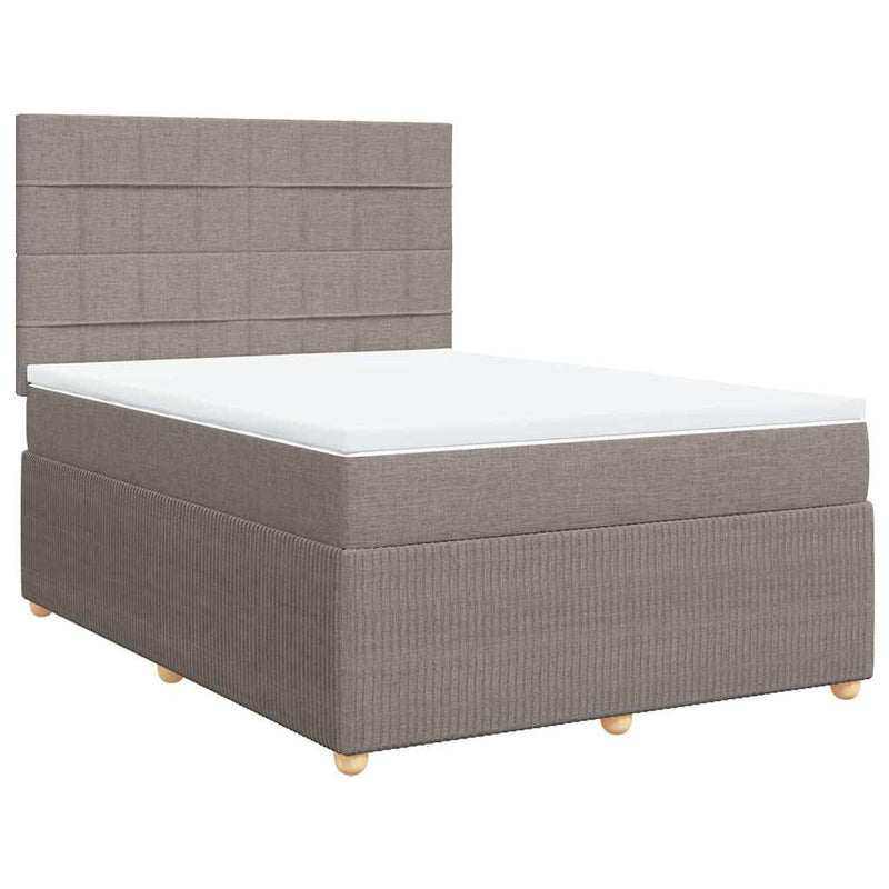 vidaXL tópszínű szövet rugós ágy matraccal 140 x 190 cm