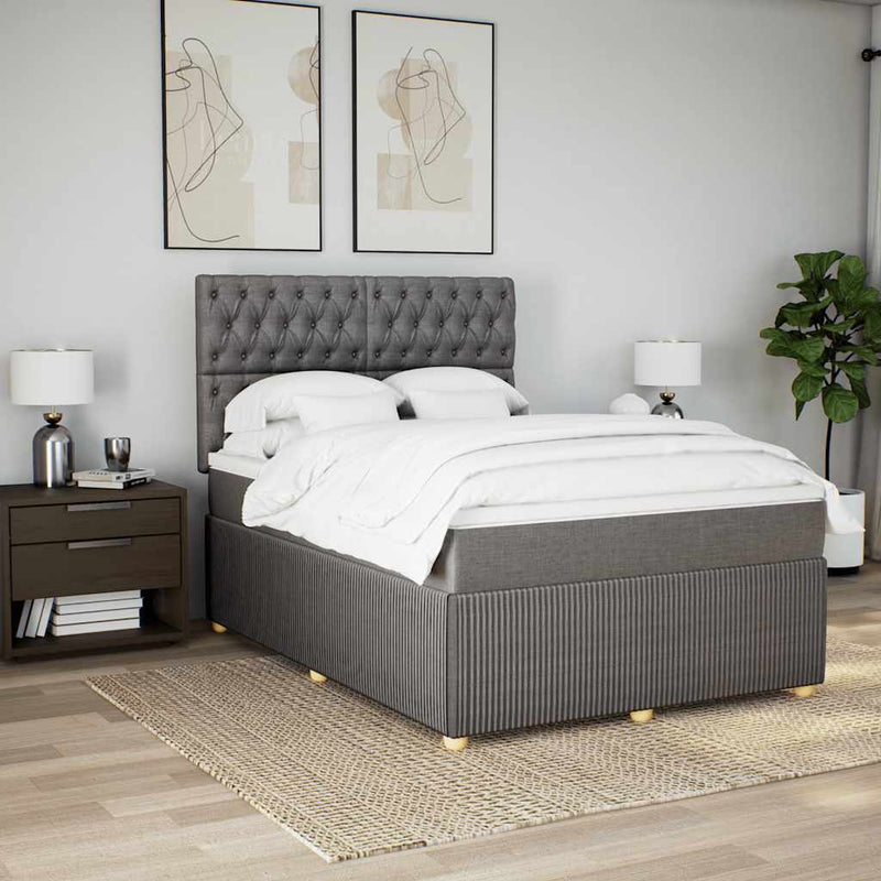 vidaXL tópszínű szövet rugós ágy matraccal 140 x 190 cm