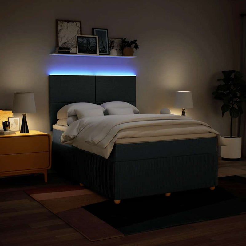 vidaXL kék szövet rugós ágy matraccal 160 x 200 cm