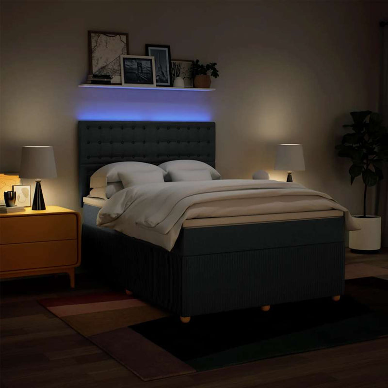 vidaXL kék szövet rugós ágy matraccal 160 x 200 cm