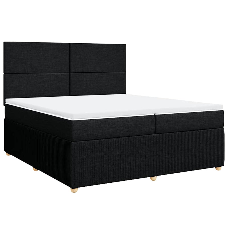 vidaXL fekete szövet rugós ágy matraccal 200 x 200 cm