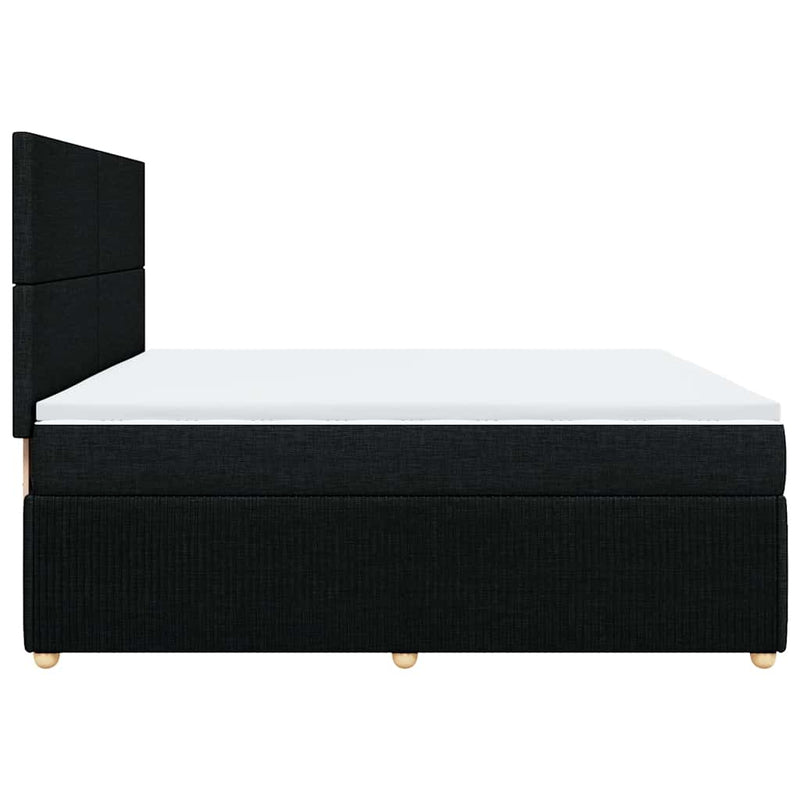 vidaXL fekete szövet rugós ágy matraccal 200 x 200 cm