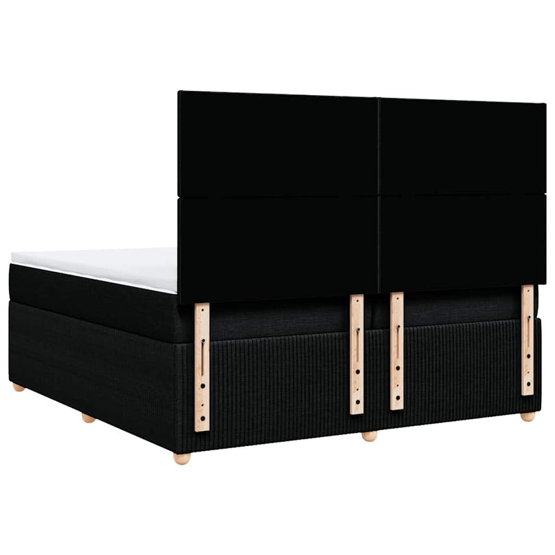 vidaXL fekete szövet rugós ágy matraccal 200 x 200 cm
