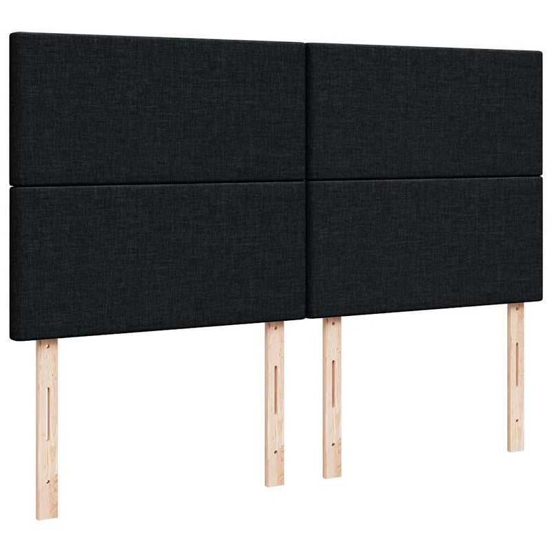 vidaXL fekete szövet rugós ágy matraccal 200 x 200 cm