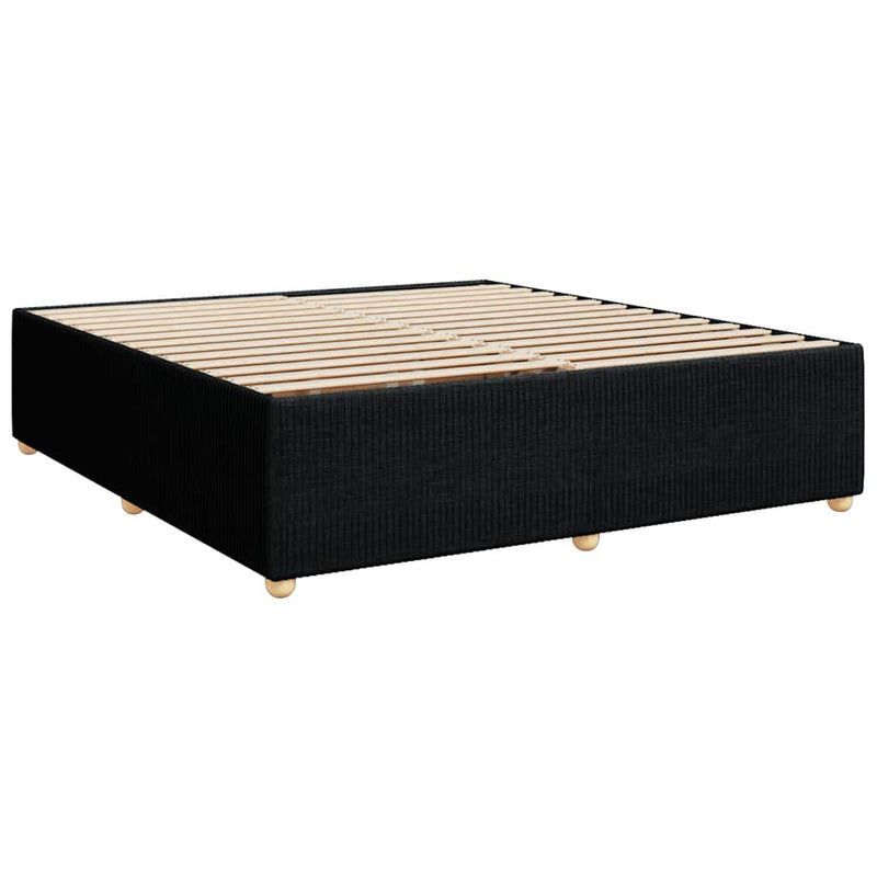 vidaXL fekete szövet rugós ágy matraccal 200 x 200 cm