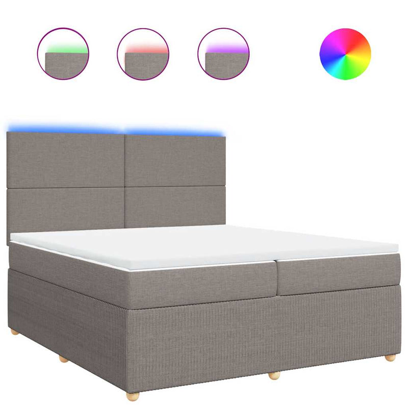 vidaXL tópszínű szövet rugós ágy matraccal 200 x 200 cm