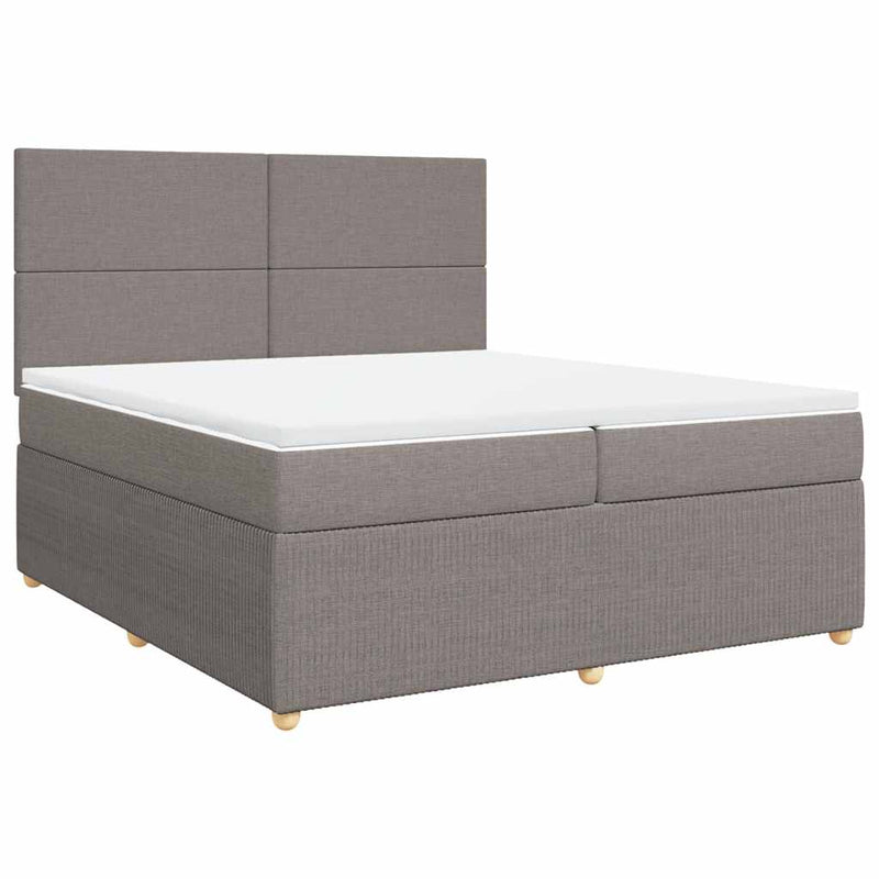 vidaXL tópszínű szövet rugós ágy matraccal 200 x 200 cm