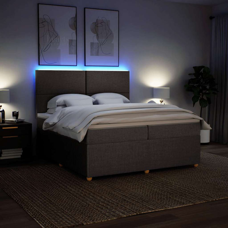 vidaXL tópszínű szövet rugós ágy matraccal 200 x 200 cm